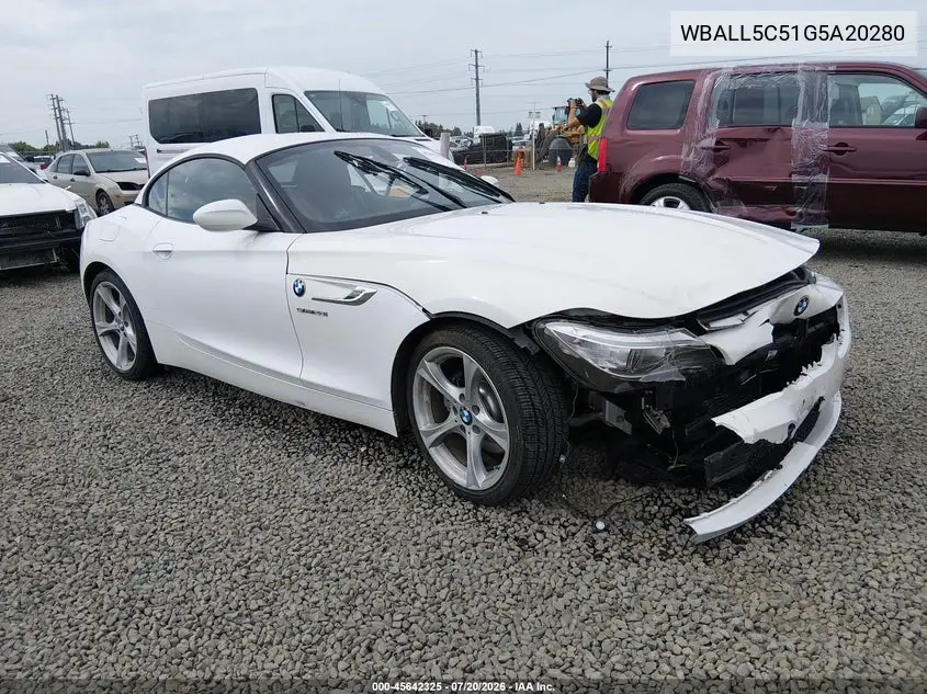 2016 BMW Z4 Sdrive28I VIN: WBALL5C51G5A20280 Lot: 45642325