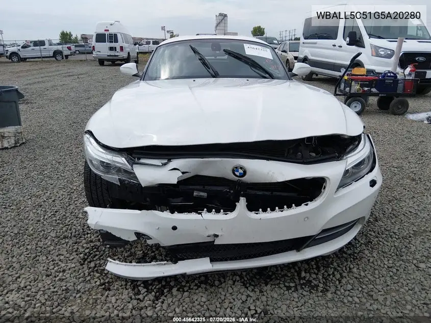 2016 BMW Z4 Sdrive28I VIN: WBALL5C51G5A20280 Lot: 45642325
