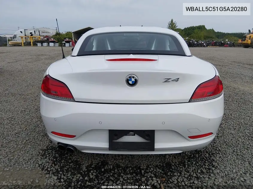 2016 BMW Z4 Sdrive28I VIN: WBALL5C51G5A20280 Lot: 45642325