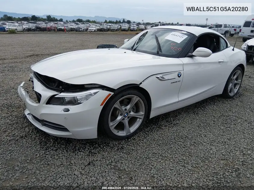 2016 BMW Z4 Sdrive28I VIN: WBALL5C51G5A20280 Lot: 45642325