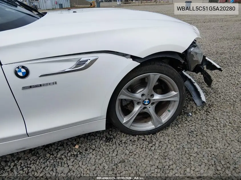 2016 BMW Z4 Sdrive28I VIN: WBALL5C51G5A20280 Lot: 45642325