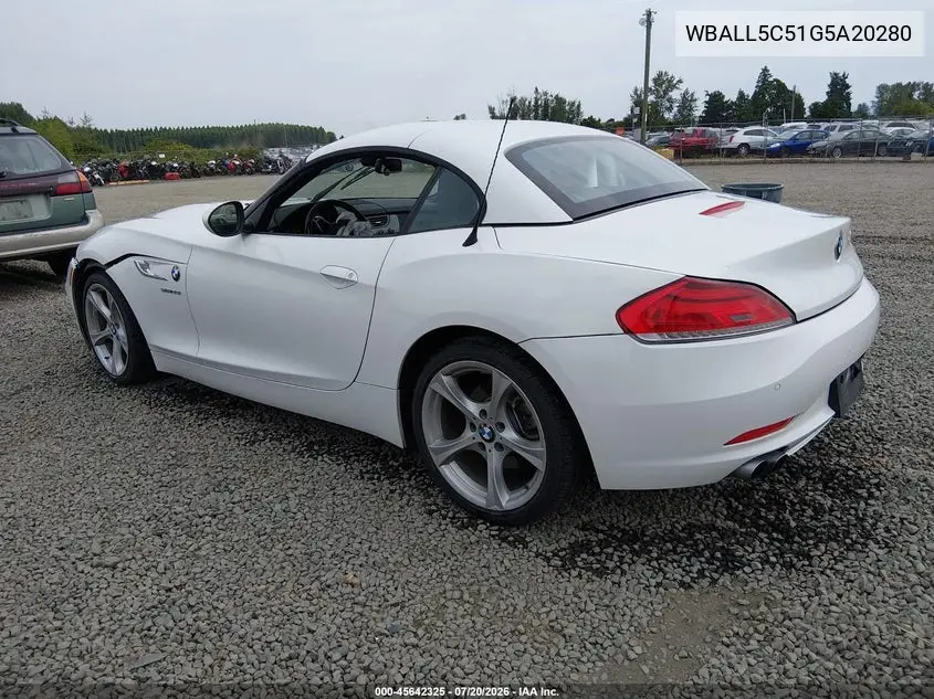 2016 BMW Z4 Sdrive28I VIN: WBALL5C51G5A20280 Lot: 45642325