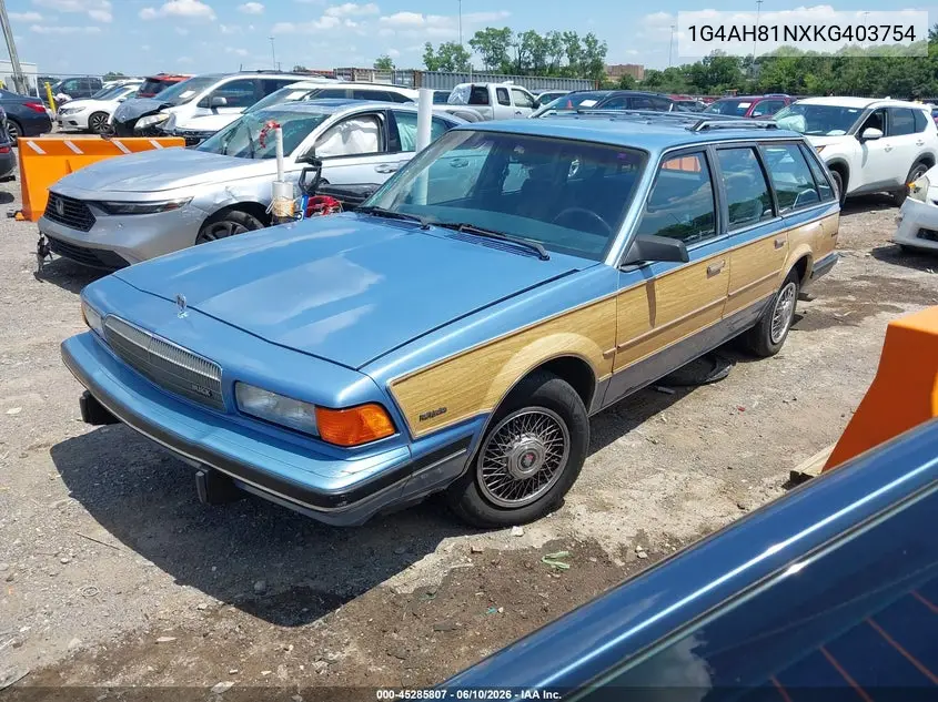 1989 Buick Century Custom VIN: 1G4AH81NXKG403754 Lot: 45285807