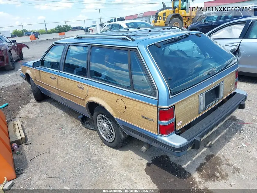 1989 Buick Century Custom VIN: 1G4AH81NXKG403754 Lot: 45285807
