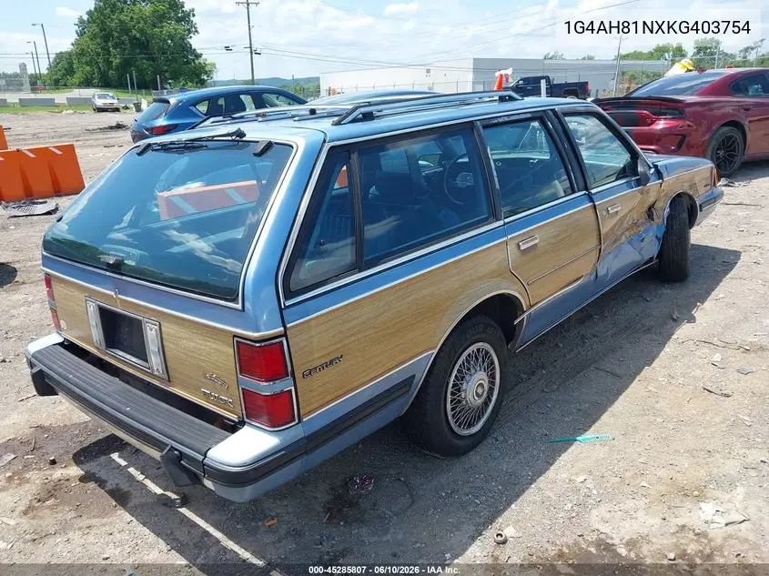 1989 Buick Century Custom VIN: 1G4AH81NXKG403754 Lot: 45285807