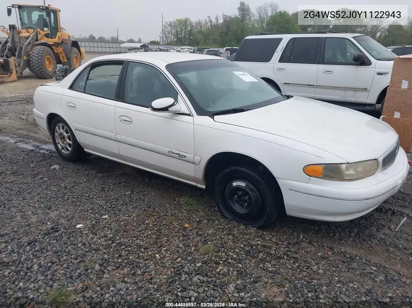 2000 Buick Century Custom VIN: 2G4WS52J0Y1122943 Lot: 44688597