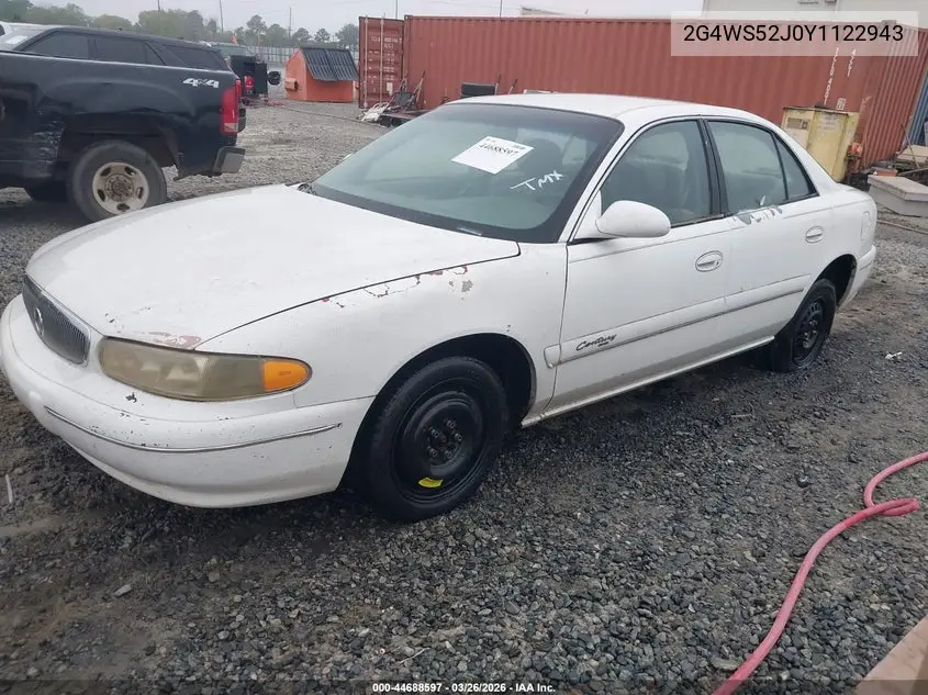 2000 Buick Century Custom VIN: 2G4WS52J0Y1122943 Lot: 44688597