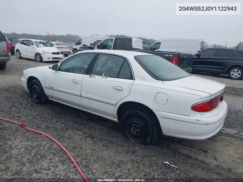 2000 Buick Century Custom VIN: 2G4WS52J0Y1122943 Lot: 44688597