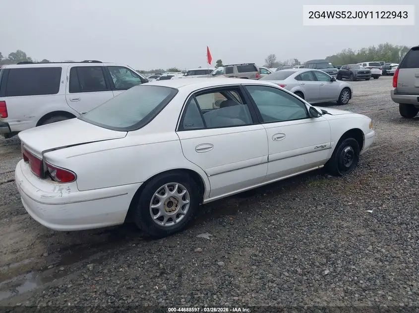 2000 Buick Century Custom VIN: 2G4WS52J0Y1122943 Lot: 44688597