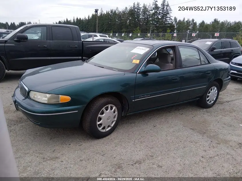 2000 Buick Century Custom VIN: 2G4WS52J7Y1353189 Lot: 45243024