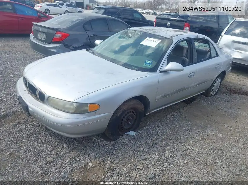2001 Buick Century Custom VIN: 2G4WS52J511100720 Lot: 44387111