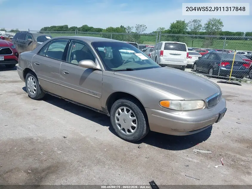 2001 Buick Century Custom VIN: 2G4WS52J911317848 Lot: 45266175