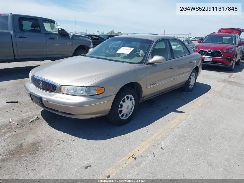 2001 Buick Century Custom VIN: 2G4WS52J911317848 Lot: 45266175