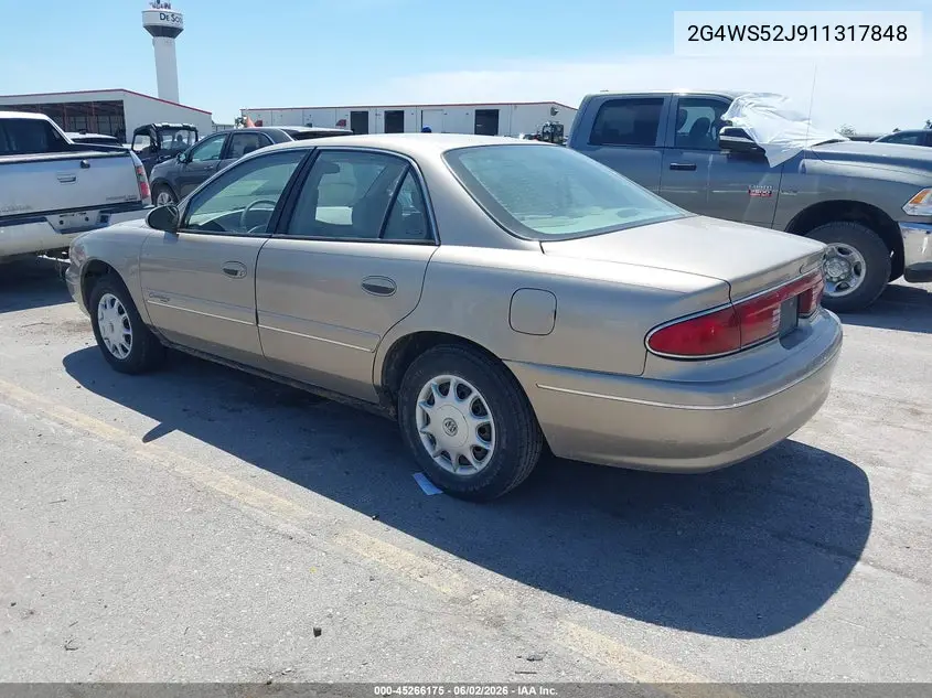 2001 Buick Century Custom VIN: 2G4WS52J911317848 Lot: 45266175