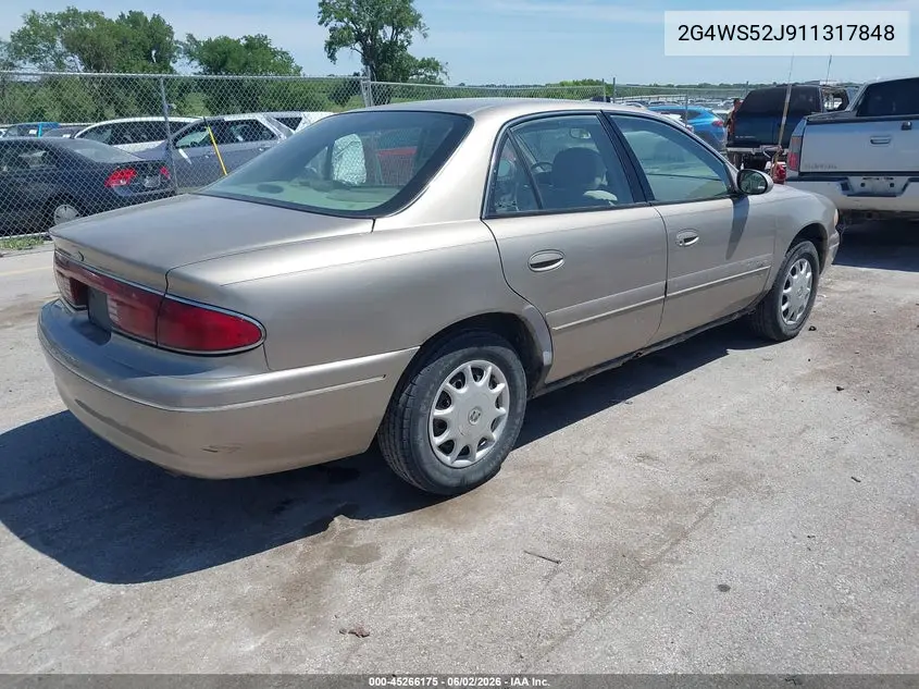 2001 Buick Century Custom VIN: 2G4WS52J911317848 Lot: 45266175