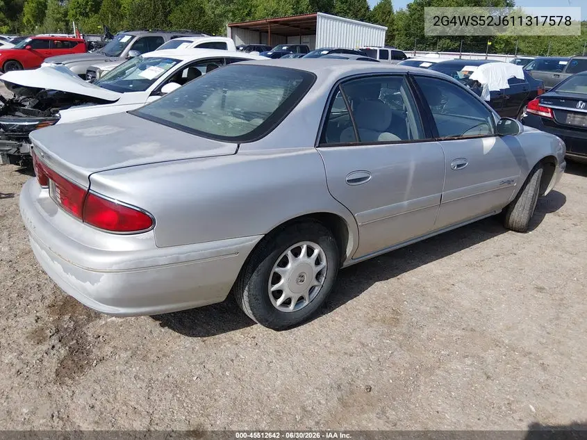 2001 Buick Century Custom VIN: 2G4WS52J611317578 Lot: 45512642