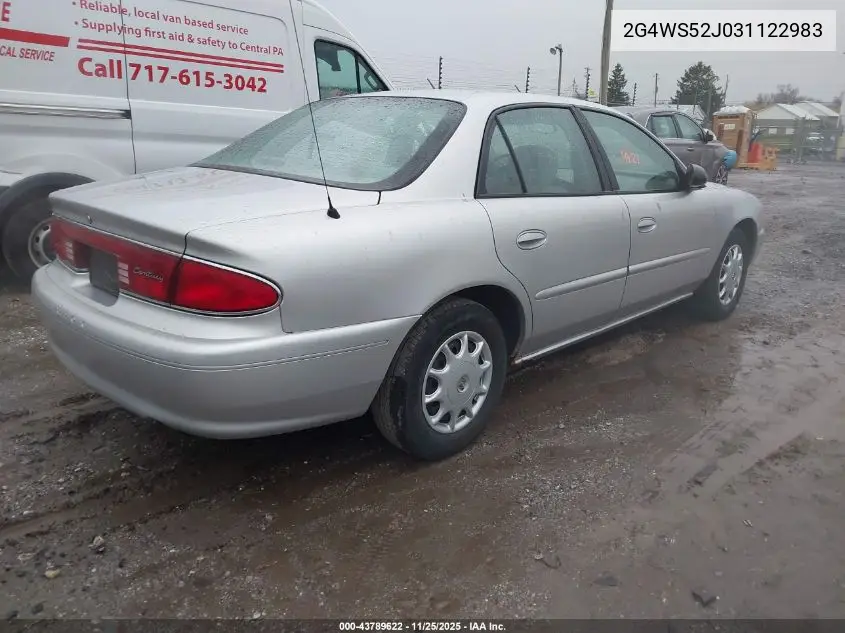 2003 Buick Century Custom VIN: 2G4WS52J031122983 Lot: 43789622