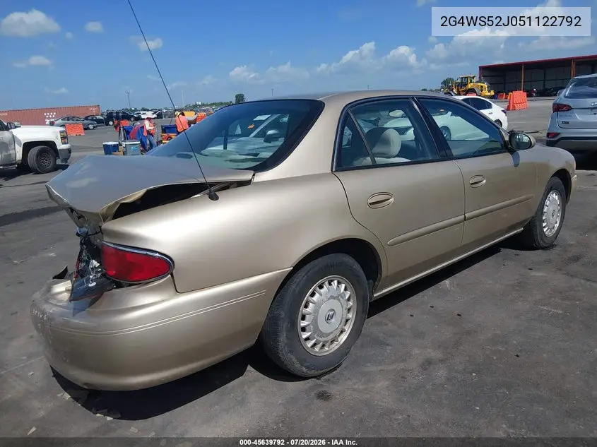 2005 Buick Century VIN: 2G4WS52J051122792 Lot: 45639792