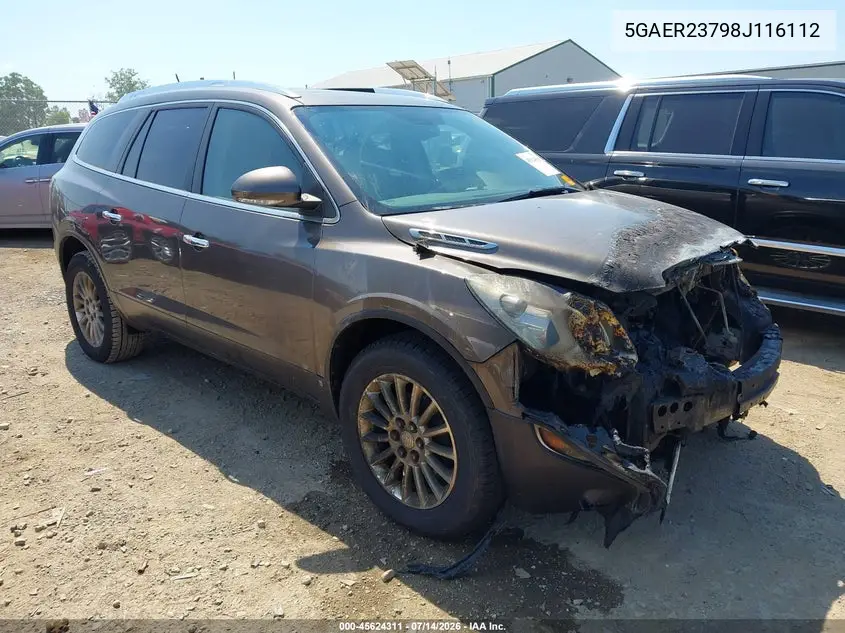 2008 Buick Enclave Cxl VIN: 5GAER23798J116112 Lot: 45624311