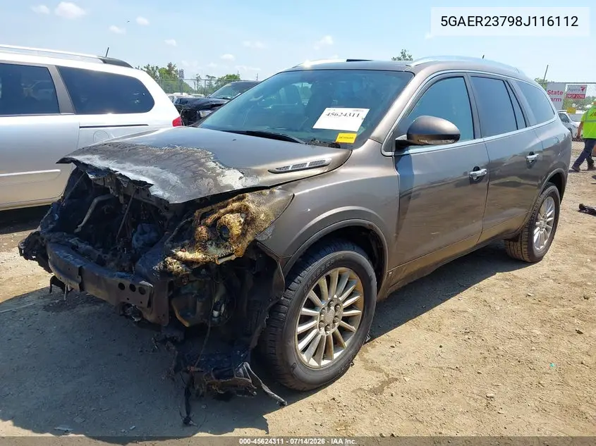 2008 Buick Enclave Cxl VIN: 5GAER23798J116112 Lot: 45624311