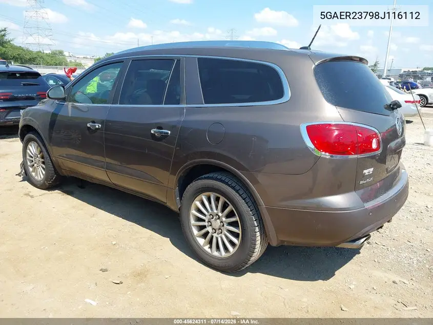 2008 Buick Enclave Cxl VIN: 5GAER23798J116112 Lot: 45624311