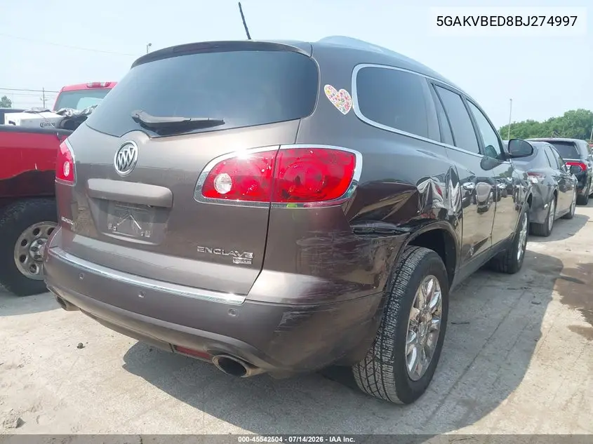 2011 Buick Enclave 1Xl VIN: 5GAKVBED8BJ274997 Lot: 45542504
