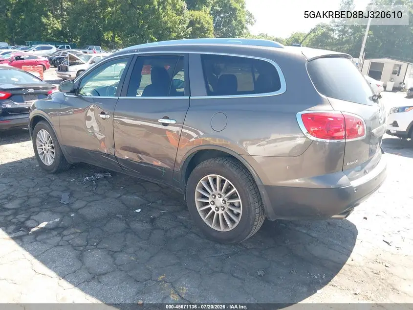 2011 Buick Enclave 1Xl VIN: 5GAKRBED8BJ320610 Lot: 45671136