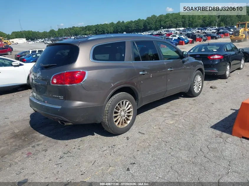 2011 Buick Enclave 1Xl VIN: 5GAKRBED8BJ320610 Lot: 45671136