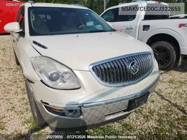 2012 Buick Enclave Cxl VIN: 5GAKVCED0CJ322855 Lot: 20270056