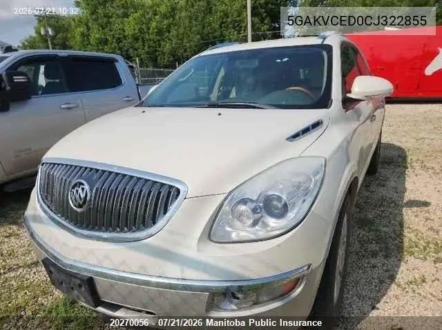 2012 Buick Enclave Cxl VIN: 5GAKVCED0CJ322855 Lot: 20270056