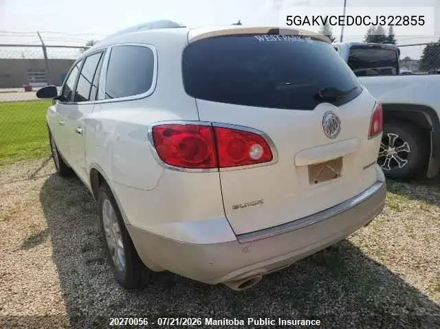 2012 Buick Enclave Cxl VIN: 5GAKVCED0CJ322855 Lot: 20270056