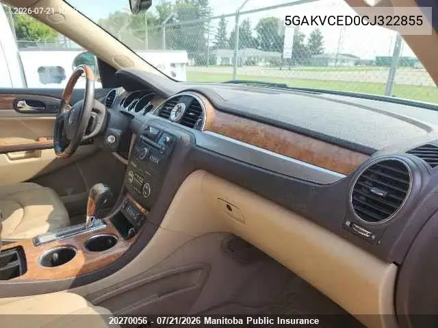 2012 Buick Enclave Cxl VIN: 5GAKVCED0CJ322855 Lot: 20270056