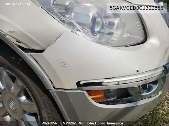 2012 Buick Enclave Cxl VIN: 5GAKVCED0CJ322855 Lot: 20270056