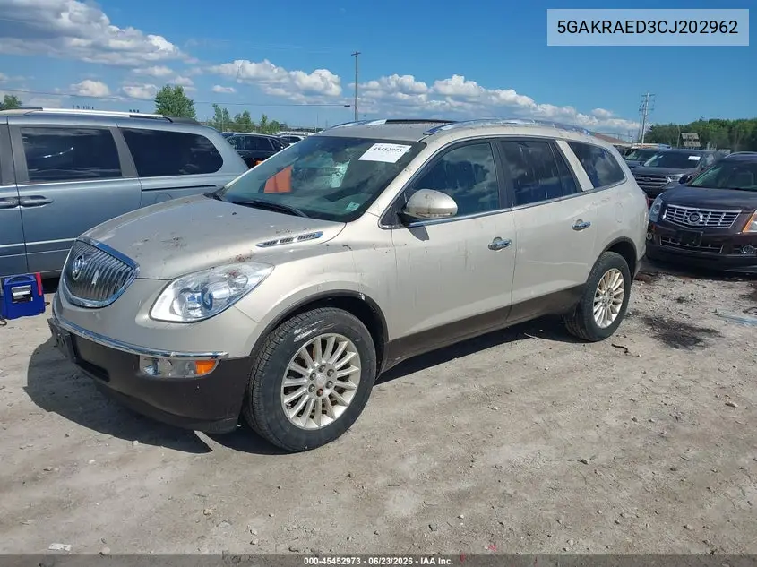 2012 Buick Enclave VIN: 5GAKRAED3CJ202962 Lot: 45452973