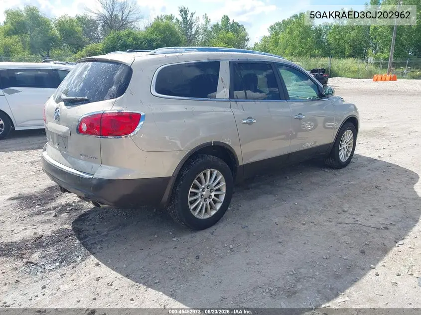 2012 Buick Enclave VIN: 5GAKRAED3CJ202962 Lot: 45452973