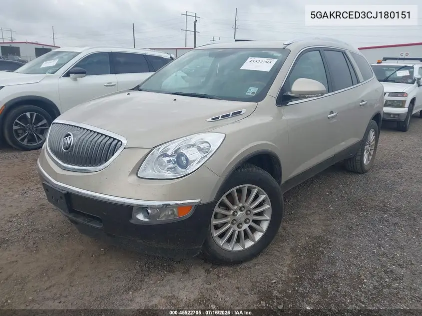 2012 Buick Enclave Leather VIN: 5GAKRCED3CJ180151 Lot: 45522705