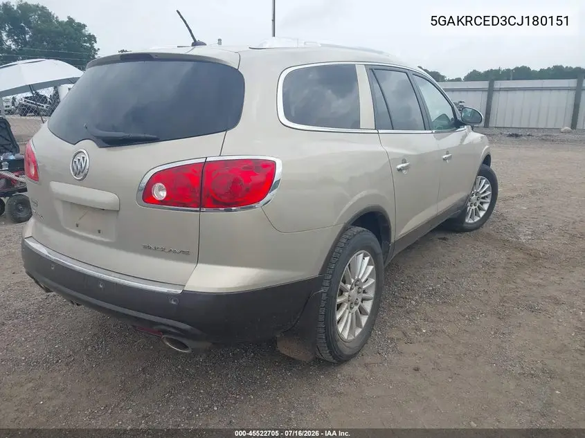 2012 Buick Enclave Leather VIN: 5GAKRCED3CJ180151 Lot: 45522705