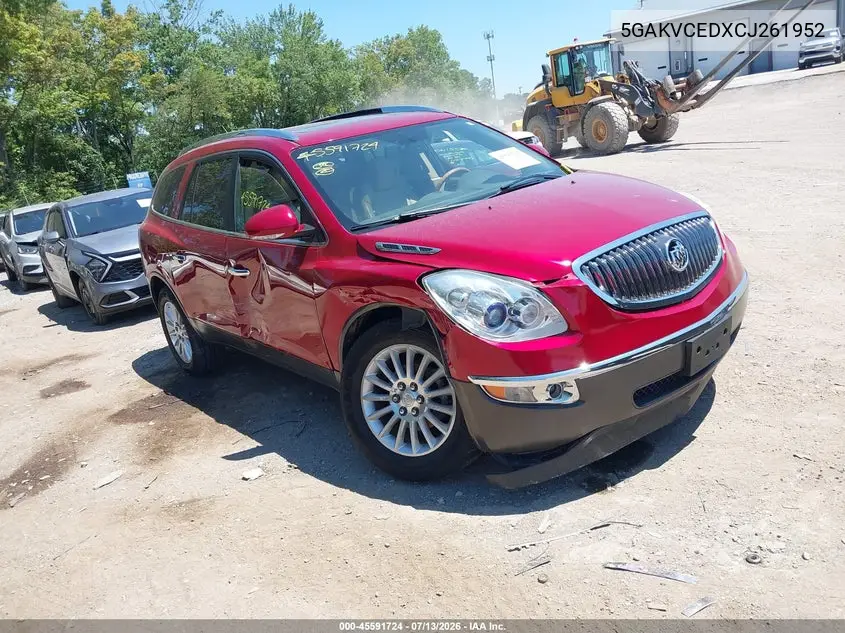 2012 Buick Enclave Leather VIN: 5GAKVCEDXCJ261952 Lot: 45591724