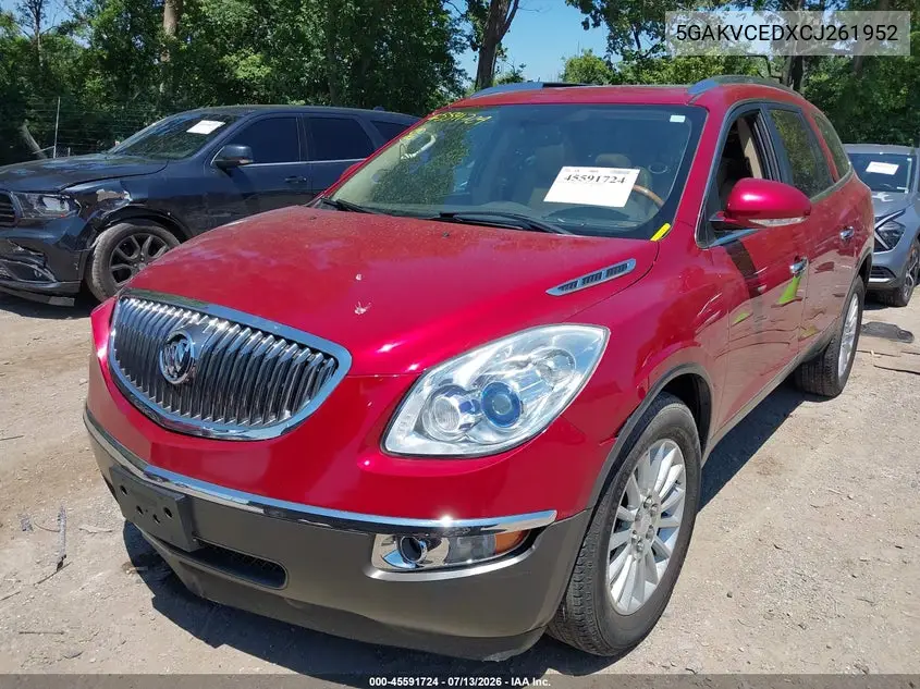 2012 Buick Enclave Leather VIN: 5GAKVCEDXCJ261952 Lot: 45591724