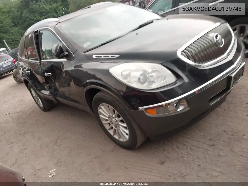 2012 Buick Enclave Leather VIN: 5GAKVCED4CJ139748 Lot: 45639417