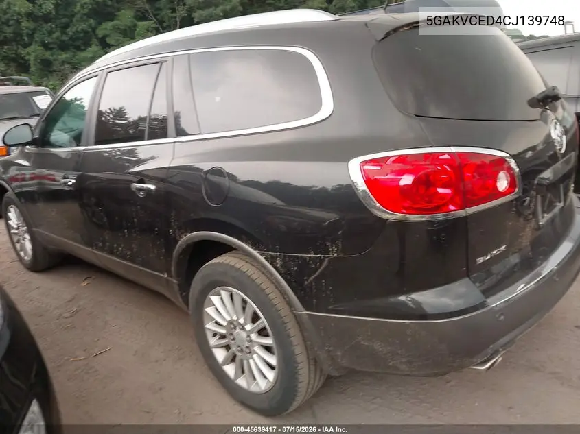 2012 Buick Enclave Leather VIN: 5GAKVCED4CJ139748 Lot: 45639417