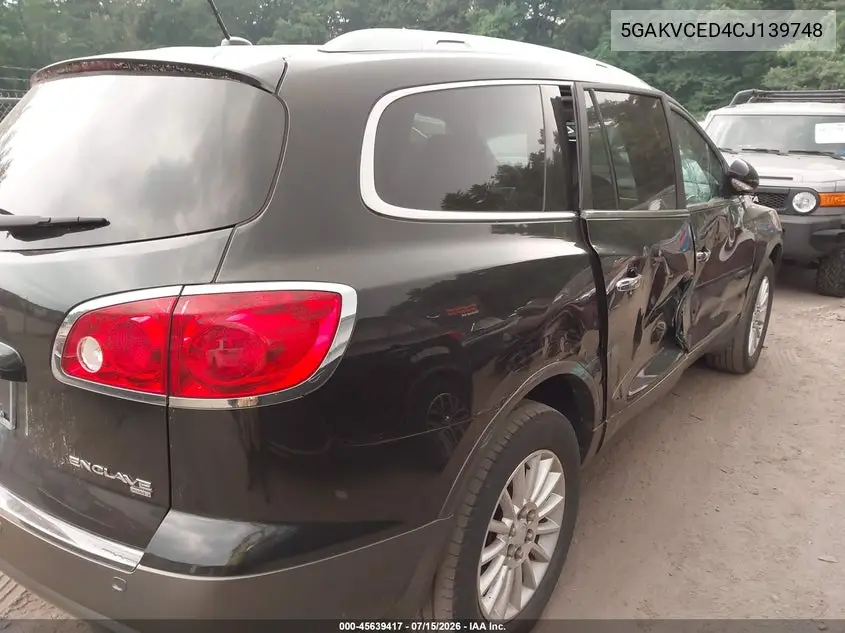2012 Buick Enclave Leather VIN: 5GAKVCED4CJ139748 Lot: 45639417