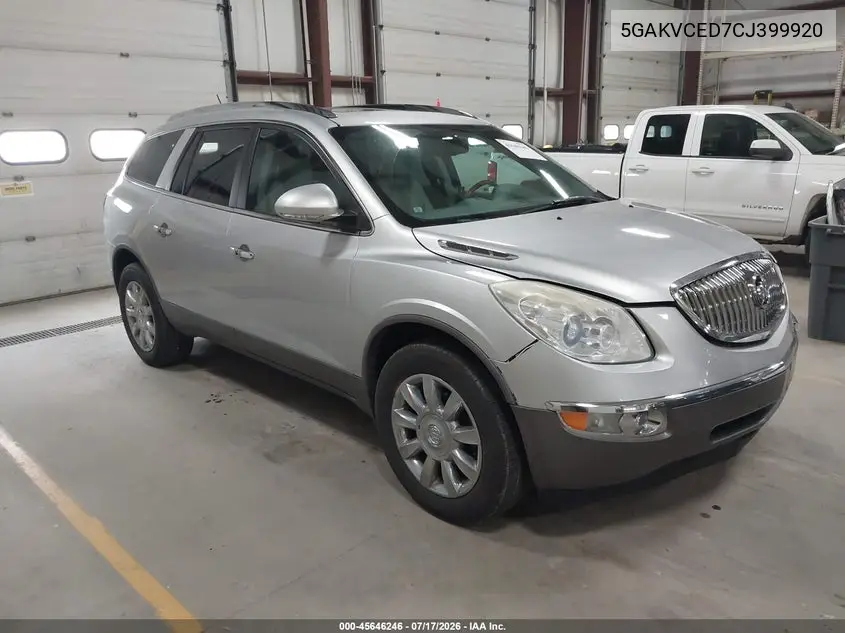 2012 Buick Enclave Leather VIN: 5GAKVCED7CJ399920 Lot: 45646246