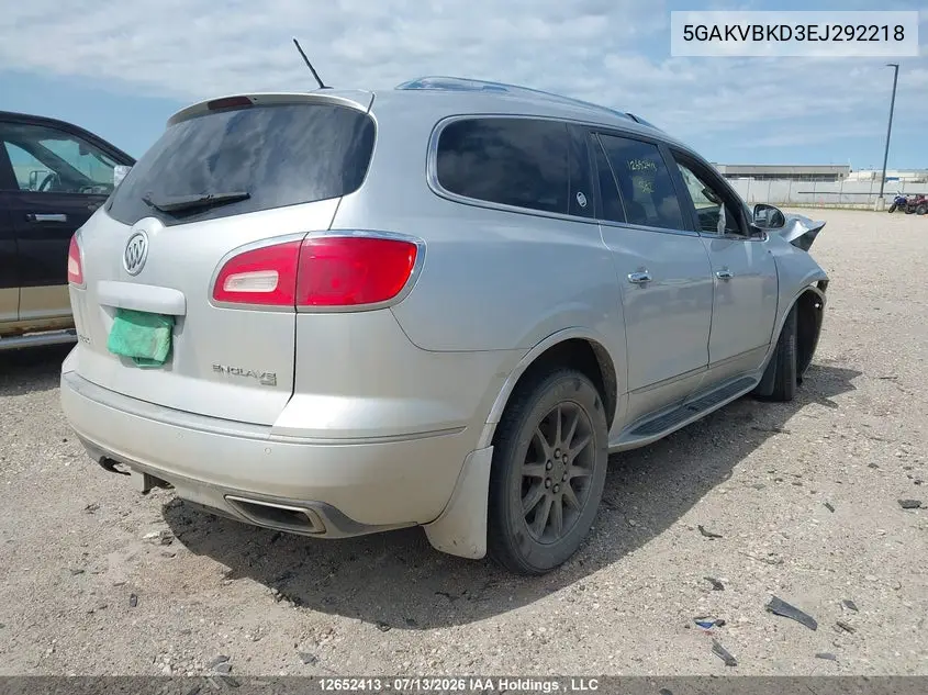 2014 Buick Enclave VIN: 5GAKVBKD3EJ292218 Lot: 12652413