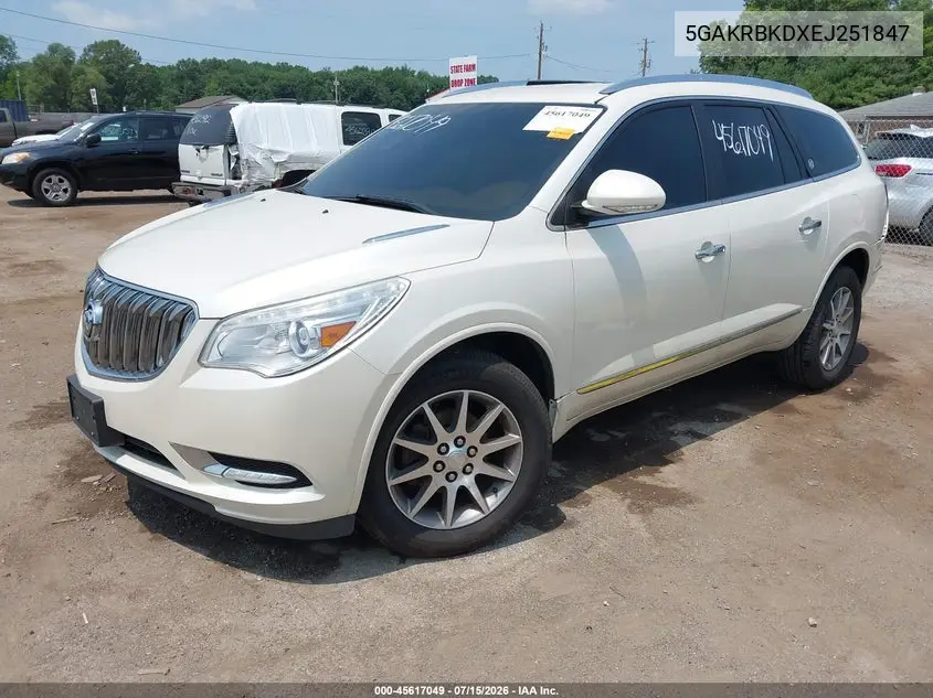 2014 Buick Enclave Leather VIN: 5GAKRBKDXEJ251847 Lot: 45617049
