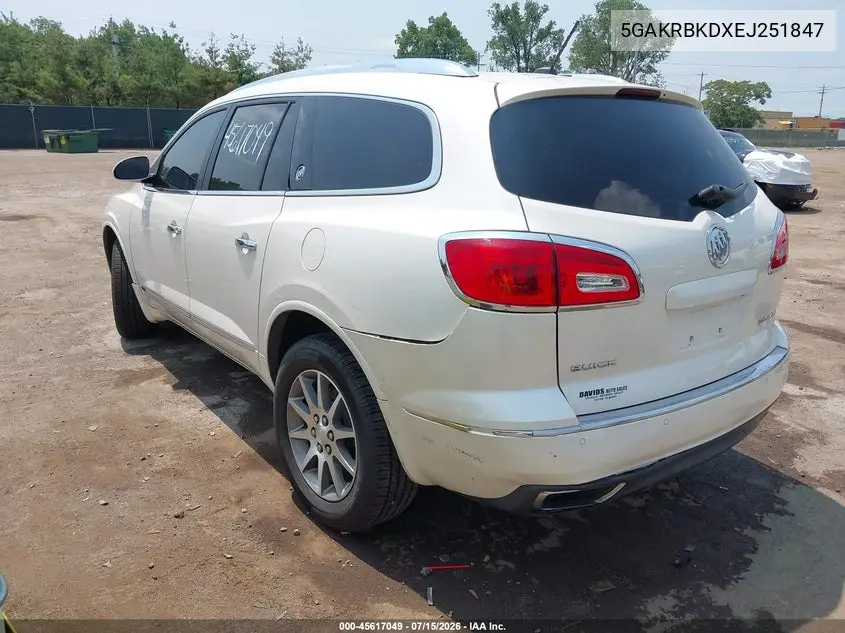 2014 Buick Enclave Leather VIN: 5GAKRBKDXEJ251847 Lot: 45617049