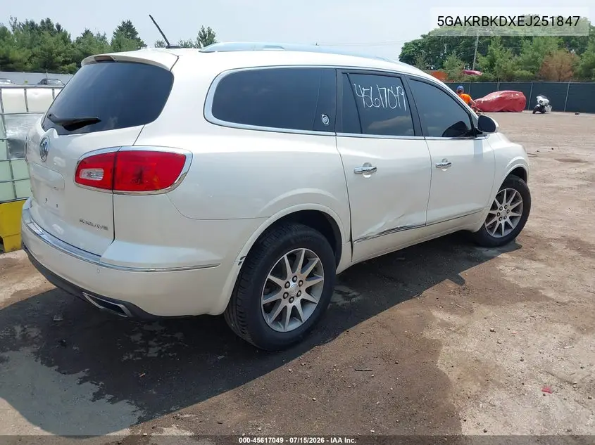 2014 Buick Enclave Leather VIN: 5GAKRBKDXEJ251847 Lot: 45617049