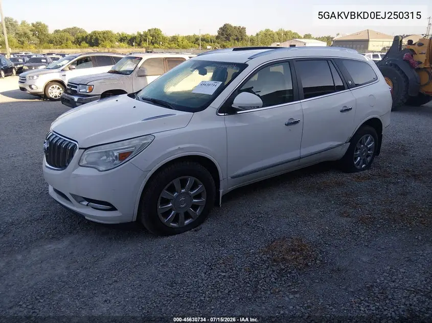 2014 Buick Enclave Leather VIN: 5GAKVBKD0EJ250315 Lot: 45630734