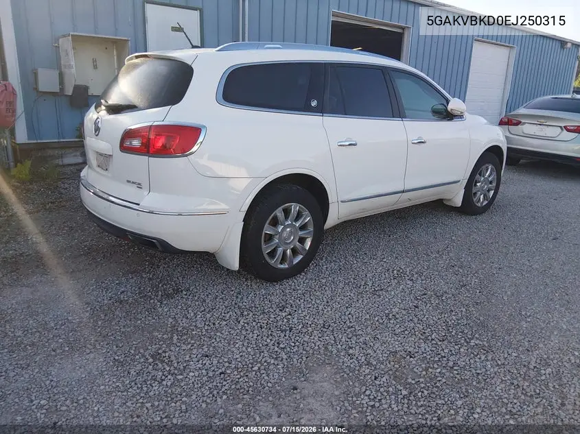 2014 Buick Enclave Leather VIN: 5GAKVBKD0EJ250315 Lot: 45630734