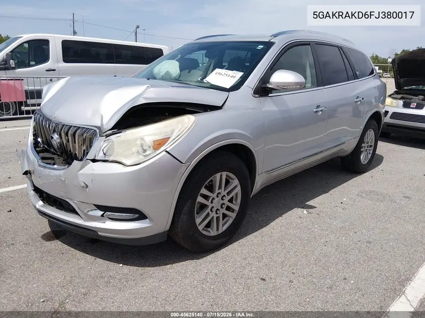 2015 Buick Enclave Convenience VIN: 5GAKRAKD6FJ380017 Lot: 45625140